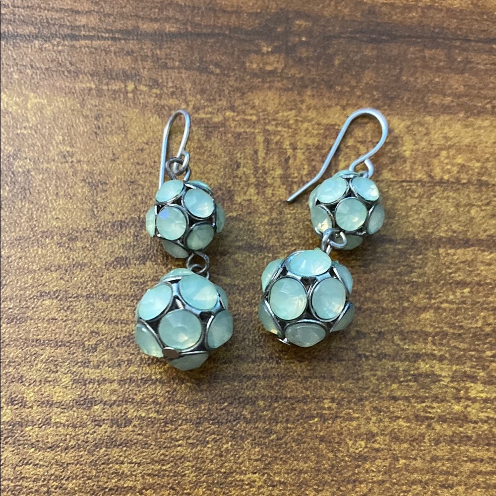 Elegant Silver and Green Earrings